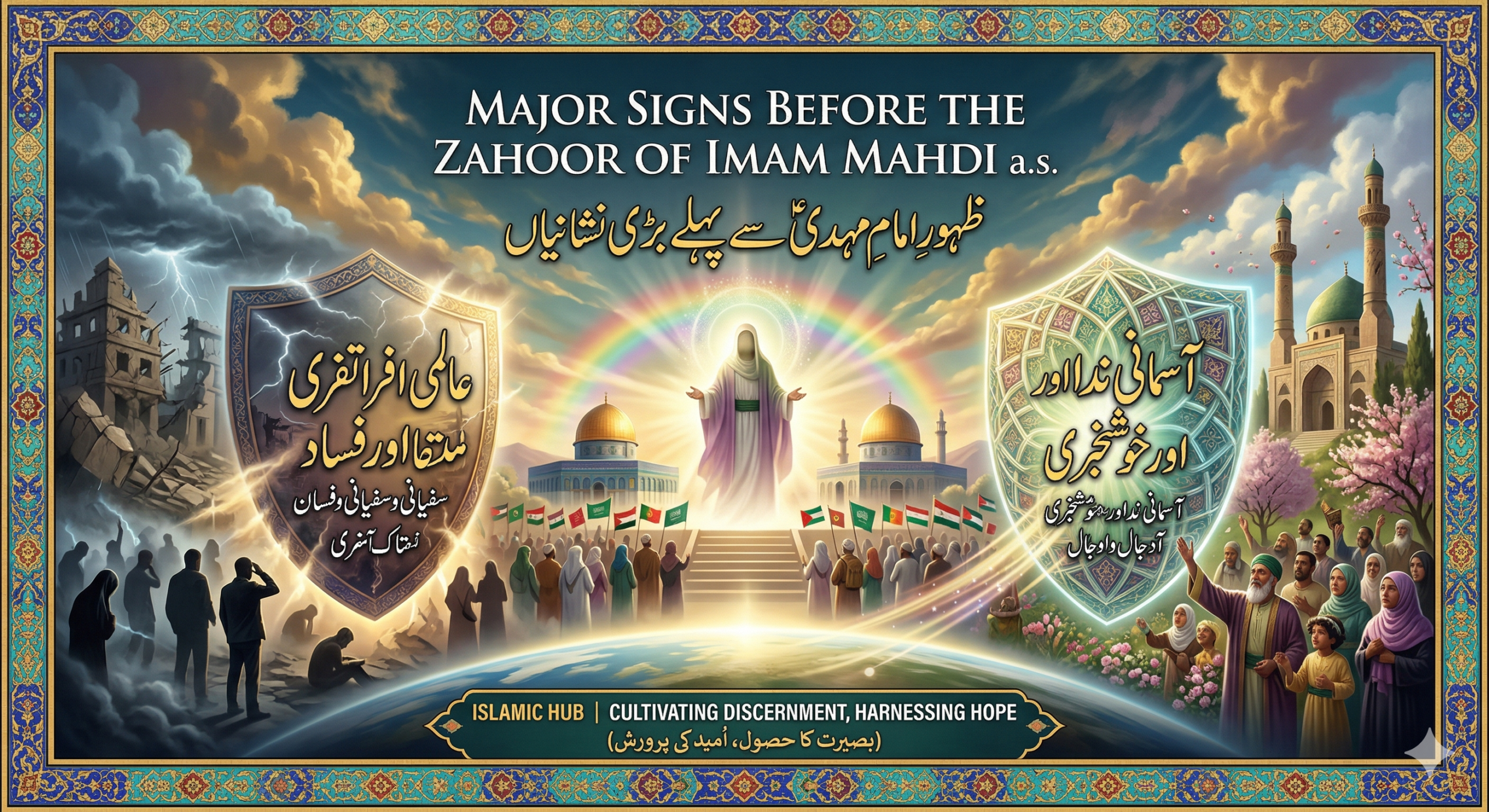 The period preceding the Zahoor (Reappearance) of Imam Mahdi (a.s.) is marked by Major Signs, forming a unique tapestry of global chaos and divine hope. This article provides a comprehensive overview of these crucial events, designed to cultivate discernment (Furqan) and a proactive state of waiting (Intizar) for your Islamic Hub website.